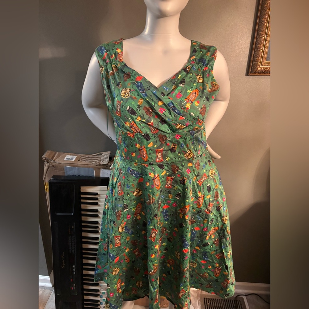Disney Green Patterned Midi Dress